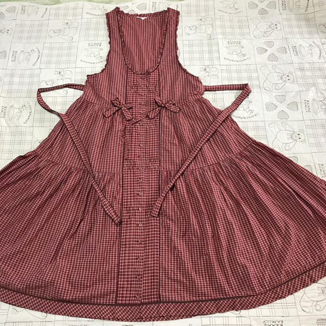 ピンクハウス❣️リボン????が可愛いチェックのジャンパースカート