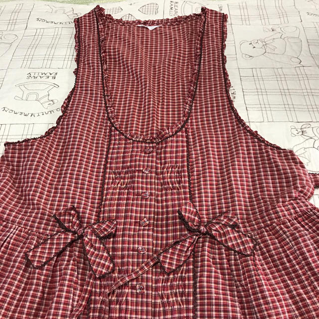 ピンクハウス❣️リボン????が可愛いチェックのジャンパースカート