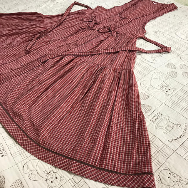 ピンクハウス❣️リボン????が可愛いチェックのジャンパースカート