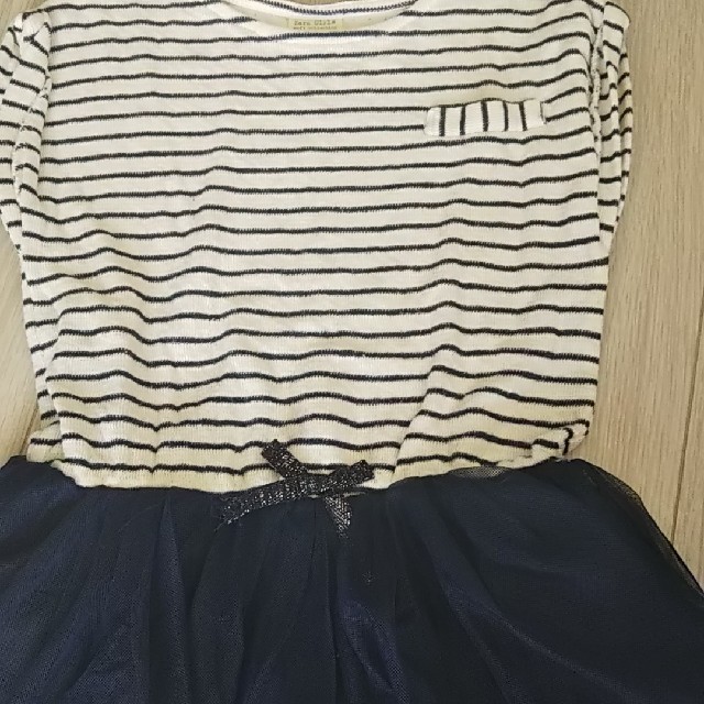 ZARA KIDS(ザラキッズ)のやぎこ様専用 ZARAKIDS ネイビーボーダー ワンピース116cm キッズ/ベビー/マタニティのキッズ服女の子用(90cm~)(ワンピース)の商品写真