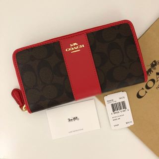 コーチ(COACH)のCOACH コーチ 長財布 シグネチャー レッド ストライプ(財布)