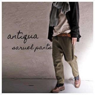 アンティカ(antiqua)の今季 完売 アンティカ 裏起毛デザインサルエルパンツ カーキ メンズ Ｌ(サルエルパンツ)