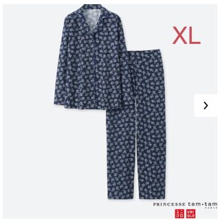 ユニクロ(UNIQLO)のユニクロ プリンセスタムタム フランネル パジャマ 葉 XL／ブルー 新品！(パジャマ)