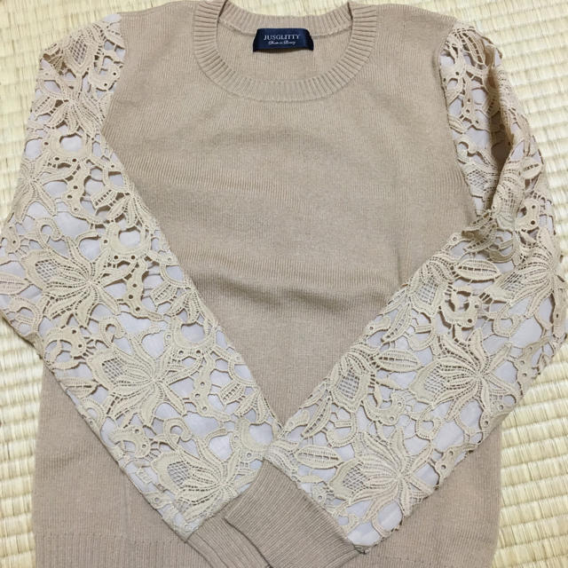 新品　JUSGLITTY 袖レースニット