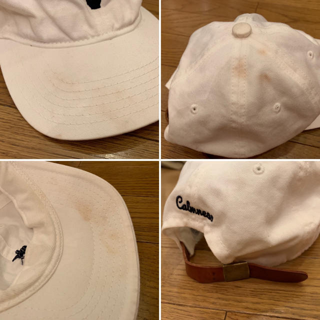 STANDARD CALIFORNIA(スタンダードカリフォルニア)のスタンダード・カリフォルニア ピースマーク刺繍ツイルキャップ ホワイト 汚れ有り メンズの帽子(キャップ)の商品写真