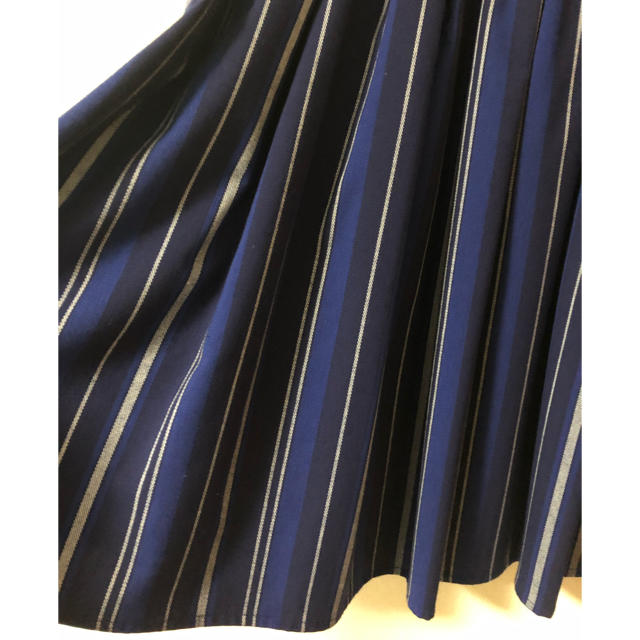 Techichi(テチチ)のフレアスカート  ストライプ  ブルー  Techichi レディースのスカート(ひざ丈スカート)の商品写真