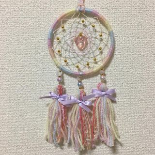 ゆめかわ♡パステルカラー【ピンク】 ドリームキャッチャー ハンドメイド(インテリア雑貨)