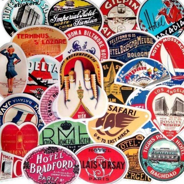 レトロ・ホテル・トラベル　Stickers 50枚　A メンズのバッグ(トラベルバッグ/スーツケース)の商品写真