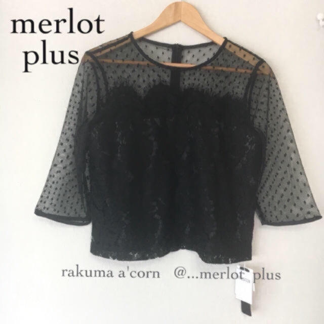 merlot(メルロー)のmerlot plus ドットチュールレーストップス セットアップ＊ブラック レディースのフォーマル/ドレス(その他)の商品写真