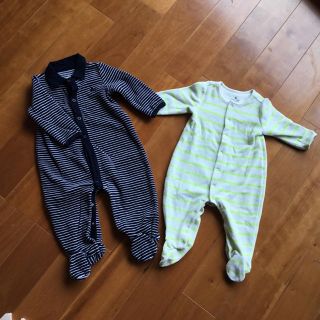 ベビーギャップ(babyGAP)のbaby gap ベロア ボーダー 2枚セット 3–6m(カバーオール)