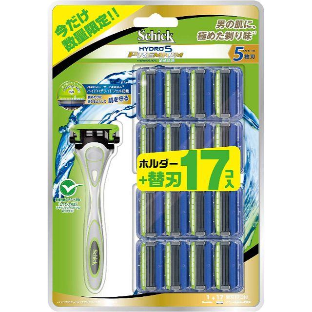 大容量 シック Schick 5枚刃ハイドロ5 プレミアム 敏感肌用 替刃 17 コスメ/美容のキット/セット(その他)の商品写真