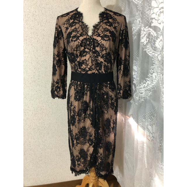 新品 6 希少 Tadashi Shoji 膝丈ワンピース ドレス ブラック