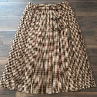 バーバリー(BURBERRY)の中古美品♡A.O.(アツキオオニシ)千鳥格子ラッププリーツスカート S チェック(ひざ丈スカート)