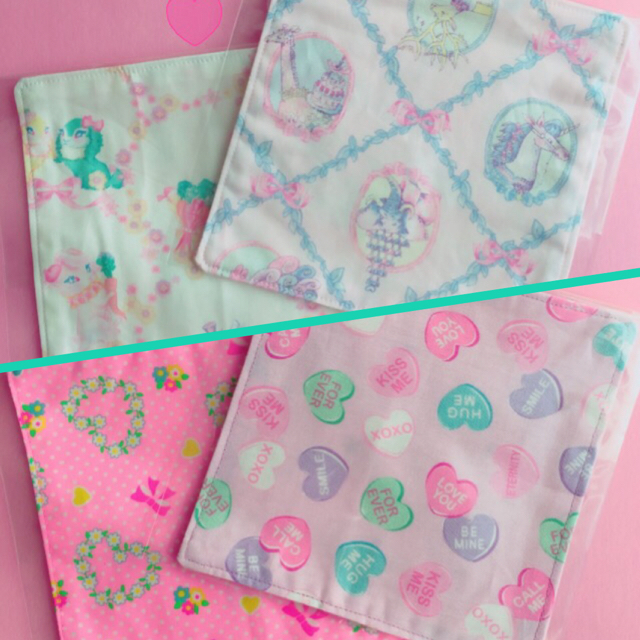 mint様専用♡ファンシーミニハンカチ4枚セット♡ ハンドメイドのキッズ/ベビー(外出用品)の商品写真