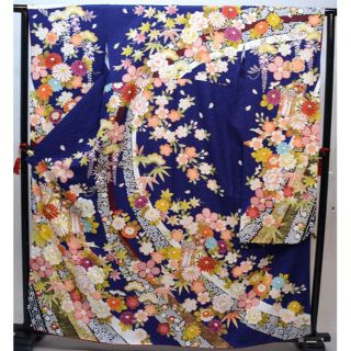 振袖 正絹 新品 着物単品 仕立て上がり パープル NO31414