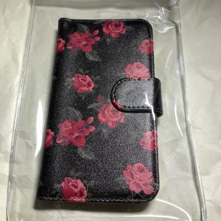 iPhone8 手帳型ケース 黒地に薔薇(iPhoneケース)