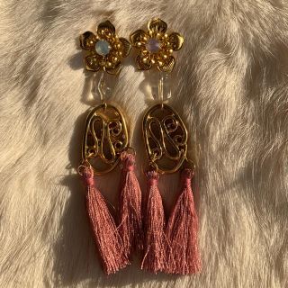 flower double tassel(ピアス)