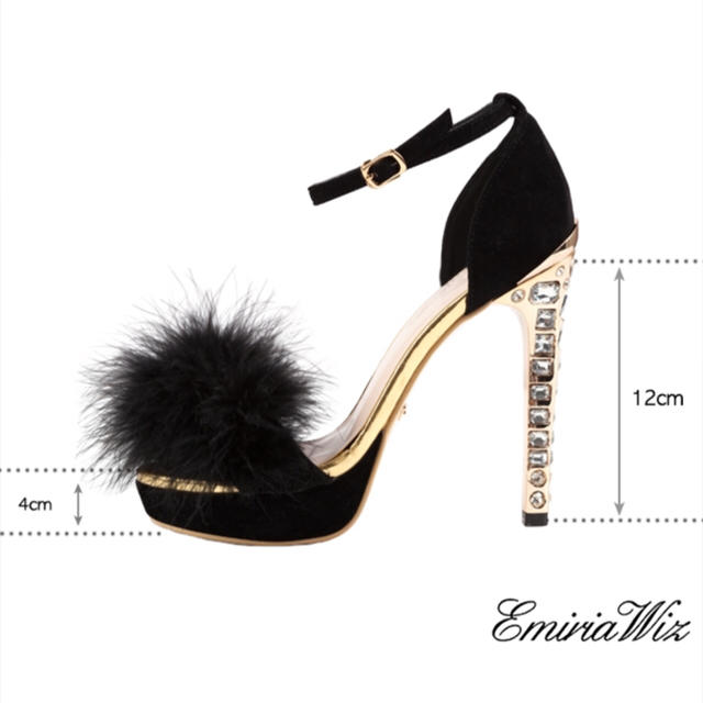 EmiriaWiz(エミリアウィズ)のEmiriaWiz ジュエリーヒールフェザーサンダル レディースの靴/シューズ(ハイヒール/パンプス)の商品写真