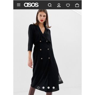 エイソス(asos)のasos 黒 ワンピース 羽織り サイズUK4(ロングワンピース/マキシワンピース)