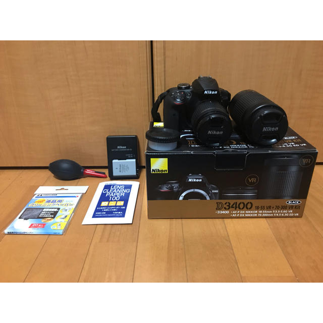 Nikon(ニコン)のNikon D3400 ダブルズームキット 一眼レフ ニコン スマホ/家電/カメラのカメラ(デジタル一眼)の商品写真