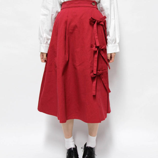Par Avion(パラビオン)の新品★パラビオン リボンスカート レッド 赤 春 mer レトロ レディースのスカート(ひざ丈スカート)の商品写真