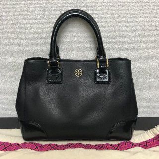 トリーバーチ(Tory Burch)のトリーバーチ　ハンドバッグ　黒　レザー　エナメル(ハンドバッグ)