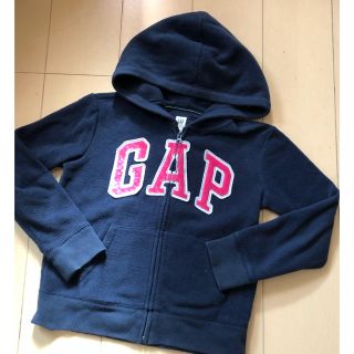 ギャップキッズ(GAP Kids)のGAP ロゴパーカー フリース ロゴ パーカー ネイビー 140cm(ジャケット/上着)