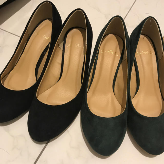 ウェッジ 黒、グリーン L サイズ レディースの靴/シューズ(ハイヒール/パンプス)の商品写真
