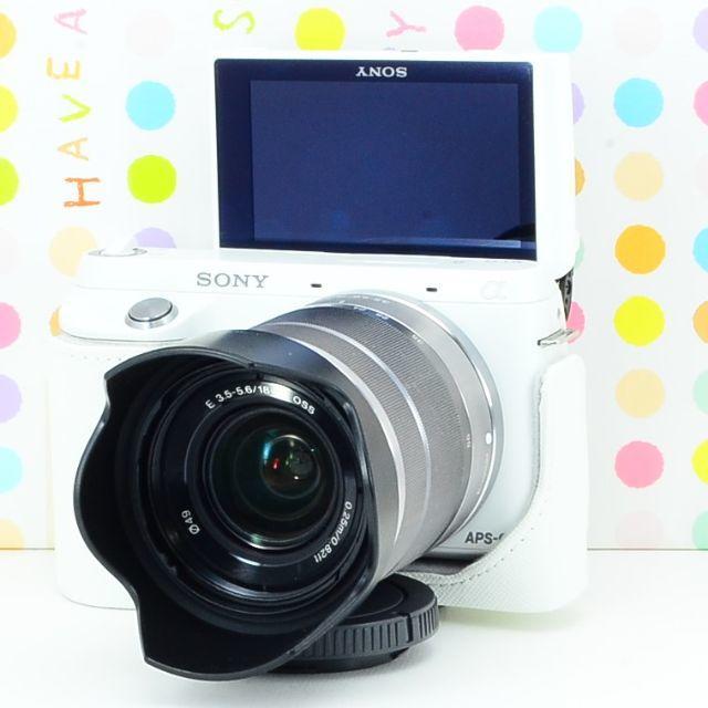 ✨オシャレホワイトで自撮りとWi-Fiを✨ソニー SONY NEX-F3 - ミラー