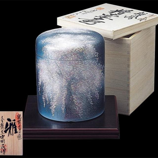 肥前有田焼 金龍釜 骨壷 華 「染錦夜桜文」 中村一代作  エンタメ/ホビーの美術品/アンティーク(陶芸)の商品写真