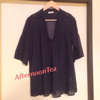 アフタヌーンティー(AfternoonTea)のAfternoonTeaネイビーブラウス(シャツ/ブラウス(長袖/七分))