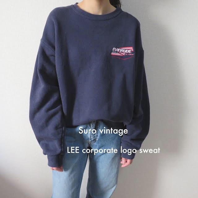 LEE 星条旗 企業ロゴ スウェット トレーナー ネイビー 古着 レディース | フリマアプリ ラクマ