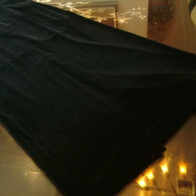 お急ぎ対応可 ファー ベロア ベルベッド ロング ドレス 黒 発表会 レディースのフォーマル/ドレス(ロングドレス)の商品写真