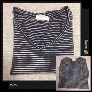 ザラ(ZARA)のZARA ボーダー7分丈カットソー(カットソー(長袖/七分))