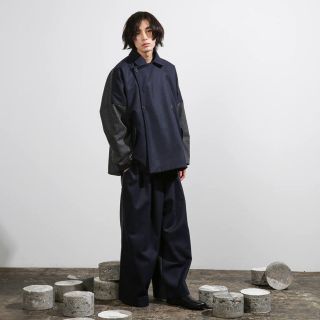 ドゥルカマラ(Dulcamara)のフラノダブルショートCT(NAVY/CHARCOAL GRAY)(チェスターコート)