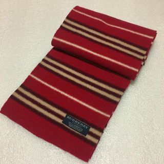 バーバリー(BURBERRY)のりな様専用    バーバリー マフラー 赤 ストライプ(マフラー/ショール)