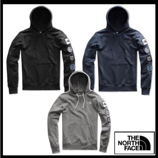 ザノースフェイス(THE NORTH FACE)の日本未入荷★ノースフェイス パッチワーク フード パーカー ブラック ネイビー(パーカー)