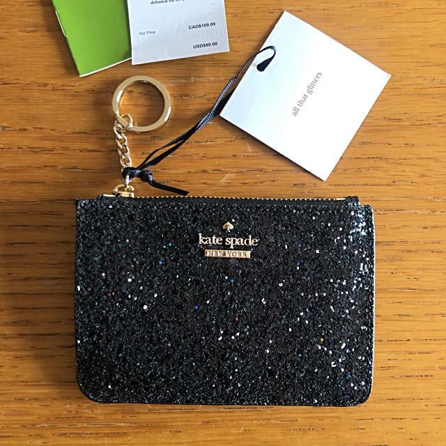 kate spade new york(ケイトスペードニューヨーク)の【sale】 kate spade 新品 グリッター コインケース 黒 レディースのファッション小物(コインケース)の商品写真