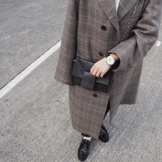 コモリ(COMOLI)のAURALEE 17aw DOUBLE FACE CHECK LONG COAT(ステンカラーコート)