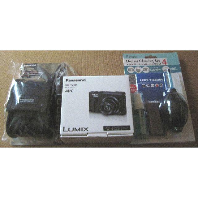 コンパクトデジタルカメラ新品 送料込 LUMIX DC-TZ90-K ブラック + ケース+クリーナー