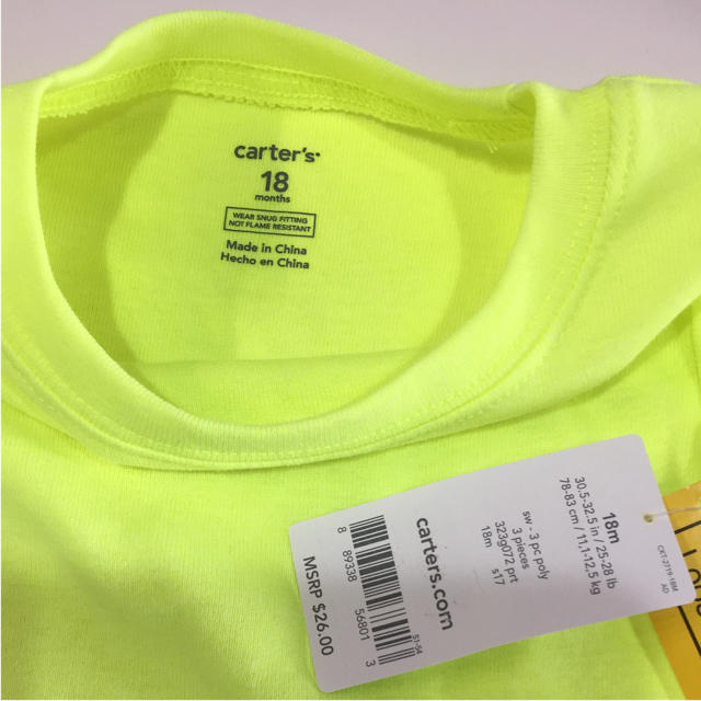 carter's(カーターズ)のTシャツ 蛍光 イエロー 18M キッズ/ベビー/マタニティのベビー服(~85cm)(Ｔシャツ)の商品写真