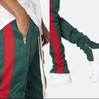 mnml TRACK PANTS  green / red  XS Mあり(デニム/ジーンズ)