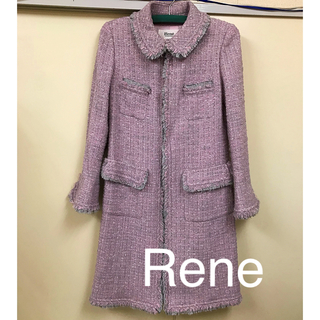 ルネ(René)の《美品》☆Rene☆ツイードフリンジコート 38(ロングコート)