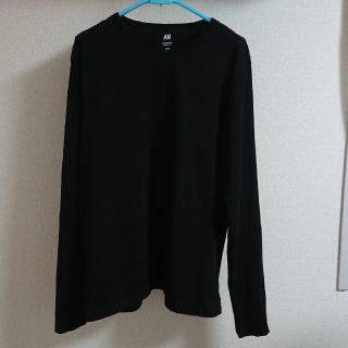 エイチアンドエム(H&M)のH&M ロングTシャツ ブラック XL(Tシャツ/カットソー(七分/長袖))