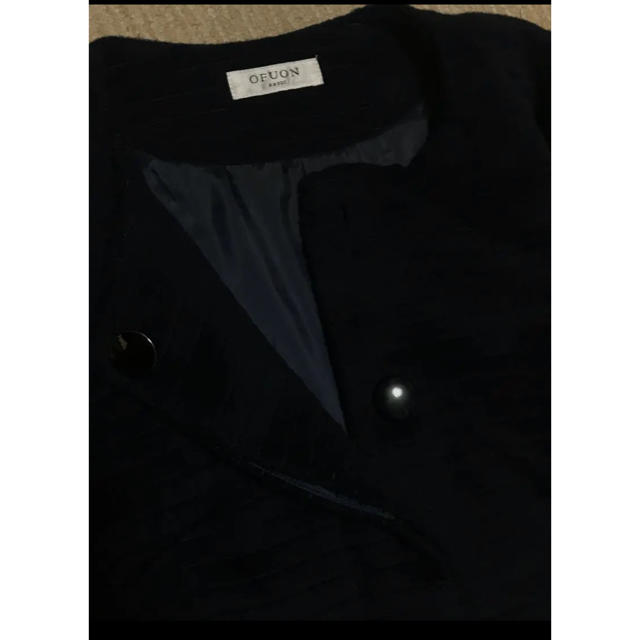 OFUON(オフオン)の♡新品♡ ノーカラーコート チェスターコート ネイビー レディースのジャケット/アウター(ロングコート)の商品写真