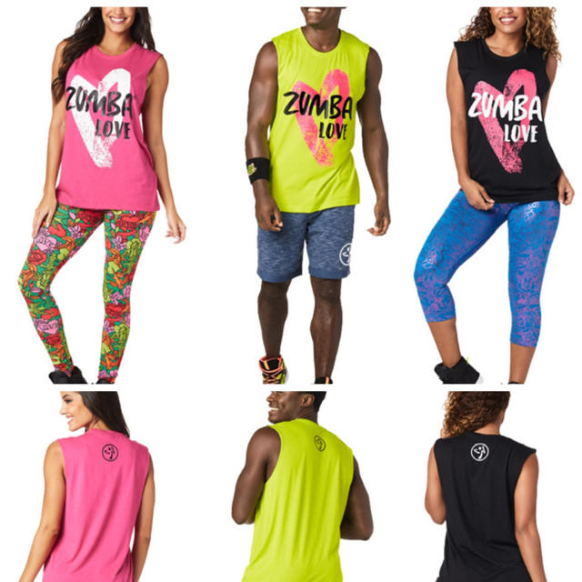 Zumba(ズンバ)の【美品】Zumba Love タンクトップ ユニセックス 黒 M/L レディースのトップス(Tシャツ(半袖/袖なし))の商品写真