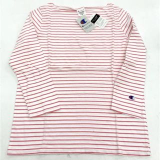 チャンピオン(Champion)の新品■Champion チャンピオン レディースカットソー M ピンク ボーダー(Tシャツ(長袖/七分))