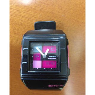 ベビージー(Baby-G)のbaby-g wr10bar ベビーGショックデジタルアナログ腕時計 黒ピンク(腕時計)