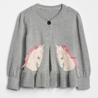 ベビーギャップ(babyGAP)の【定価半額】babygap☆新品☆90☆ペプラムカーディガン（ユニコーン）(カーディガン)