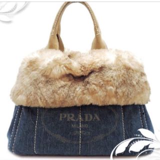 プラダ(PRADA)のPRADAファーデニムカナパ(トートバッグ)